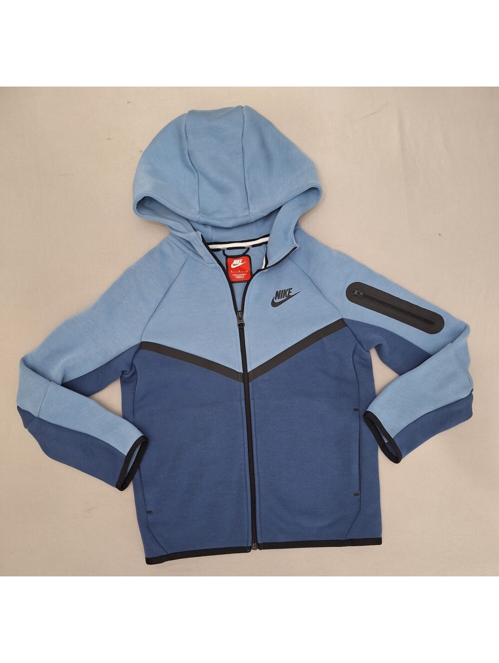 Nike Kids Tech Fleece Full-Zip Hoodie Jacket – Two-Tone Work Blue/Mystic Navy M